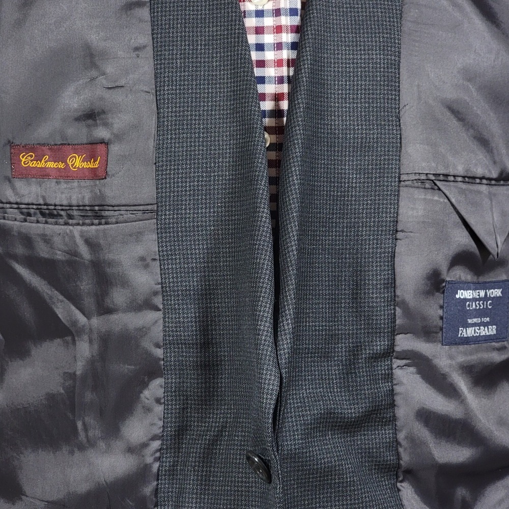 Jones New York Classic Mens Sport Houndstooth Charcoal Worsted Wool Cashmere 42R - Picture 16 of 16